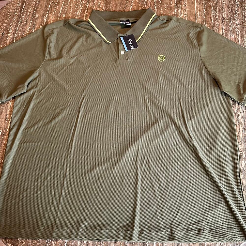 NWT Good Good Golf Textured Performance Golf Polo Shirt Olive Men’s Size XXL